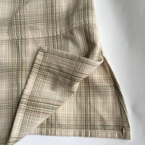 Vtg 2 Piece Set M Beige & Green Plaid Check - Picture 8 of 10